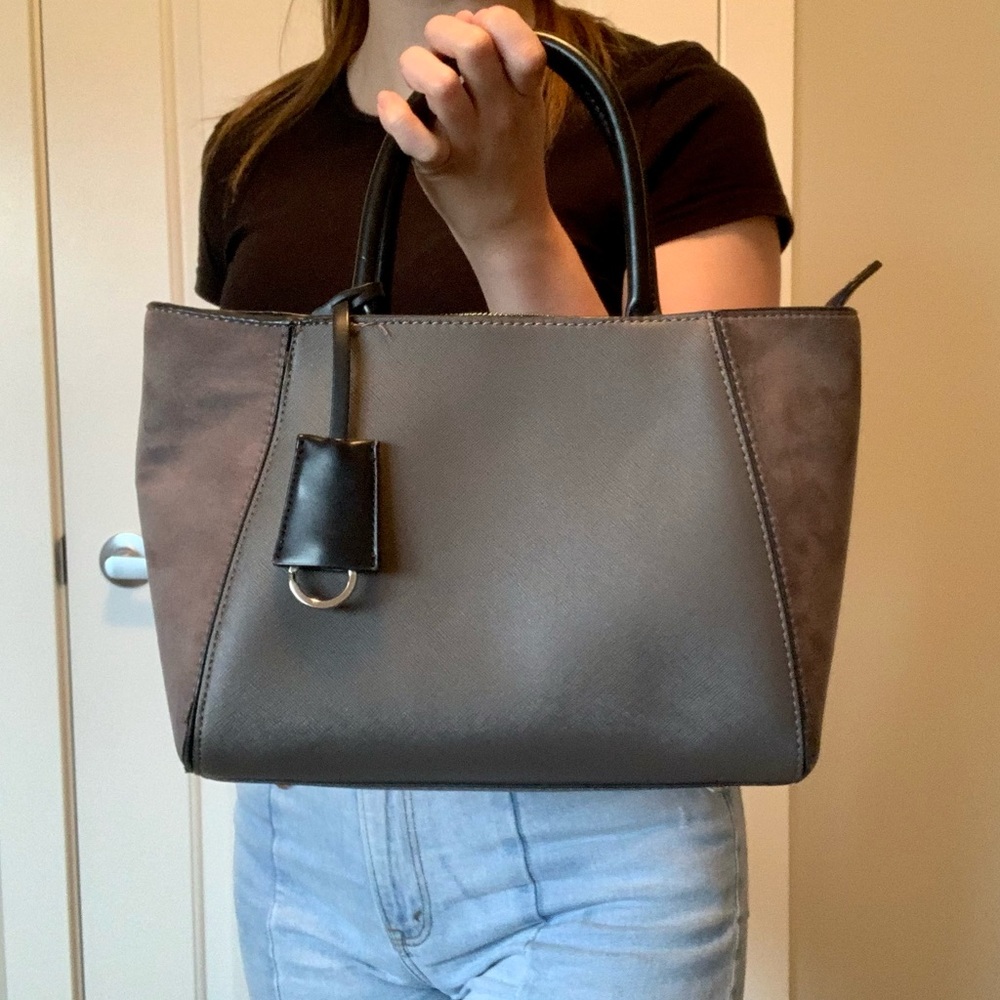Zara Basic Grey Faux Leather Purse